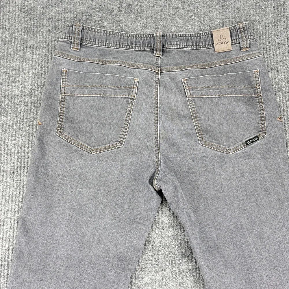 PrAna Slim Fit Jeans Mens 33x36 Gray Medium Wash Slim Straight Stretch Denim